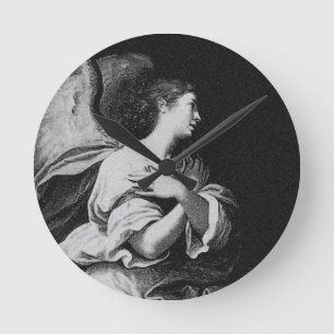 Horloge Ronde Angel gardien en noir et blanc