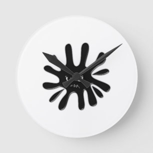 Horloge Ronde Angry Black Paint Splatter
