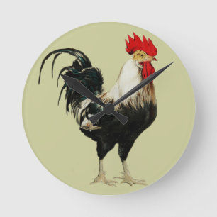 Horloge Ronde Animal vintage de personnaliser de poulet de coq