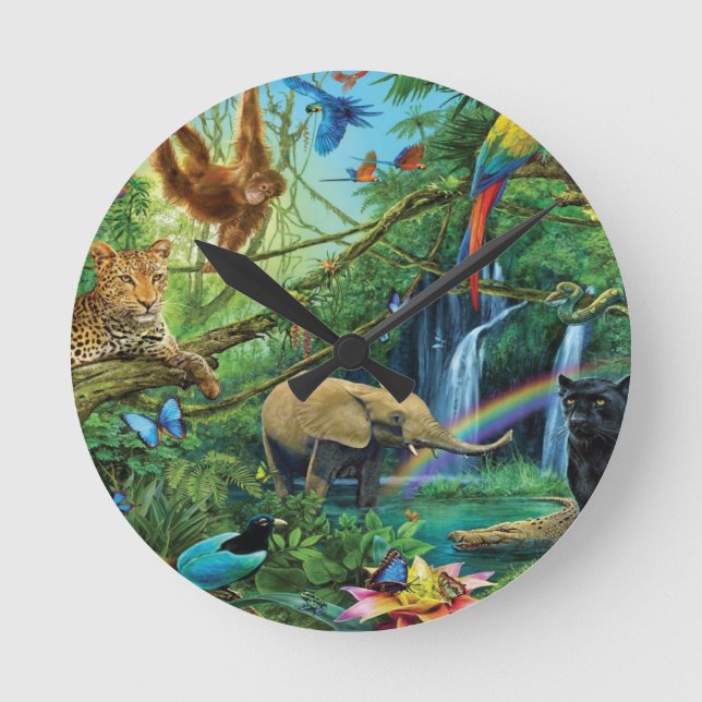 Horloge Ronde Animals living together throw pillow (Recto)
