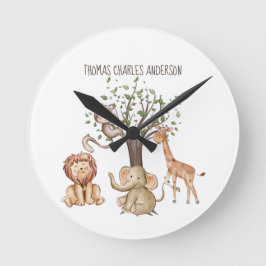 Horloge Ronde Animaux de bois personnalisés Baby Gift Nursery