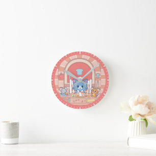 Horloge Ronde Anime Tom, Jerry et boulangerie Tuffy