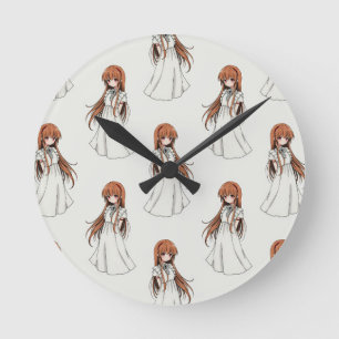 Horloge Ronde Anime Weeb Girl Manga Design Motif