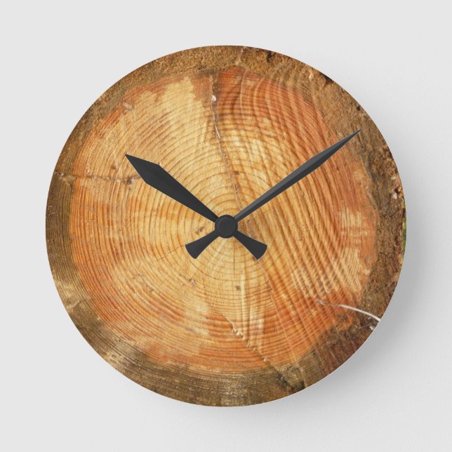 Horloge Ronde ANNEAUX D'ARBRE | bois naturel (Recto)