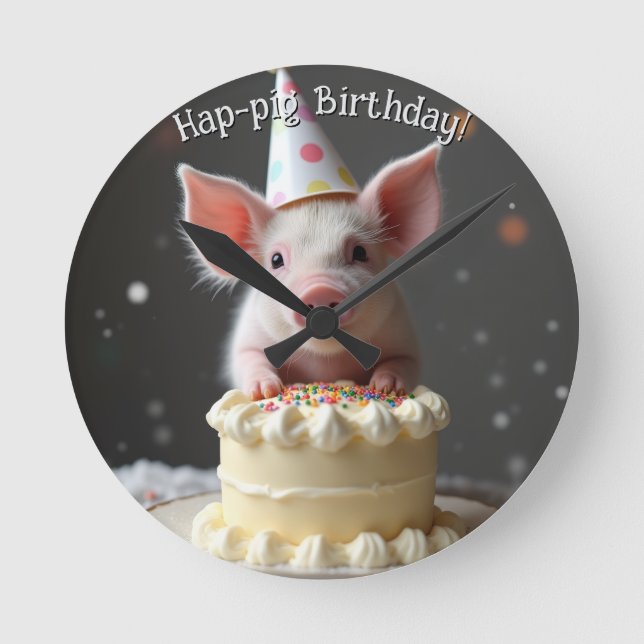 Horloge Ronde Anniversaire du cochon de Hap (Recto)