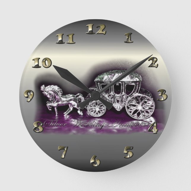 Horloge Ronde Anniversaire du Mariage d'argent avec un entraîneu (Recto)