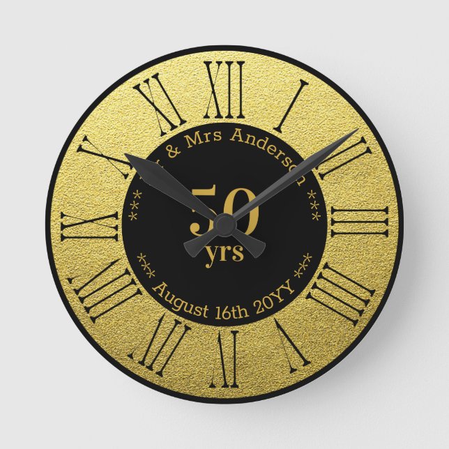 Horloge Ronde Anniversaire mariage / Retraite personnalisée (Recto)