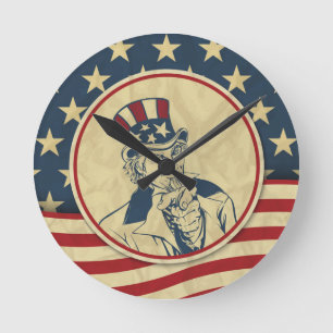Horloge Ronde antique oncle sam