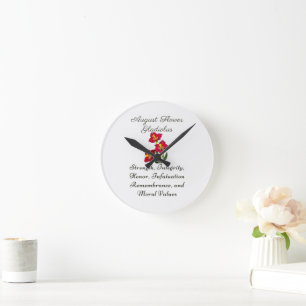 Horloge Ronde Août Mois de naissance Fleur Gladiolus Cadeau de n