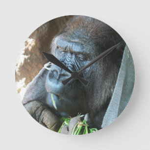 Horloge Ronde Ape hood ~ Japonais Gorilla Manger