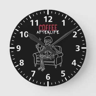 Horloge Ronde Après-vie de café - Squelette Mug