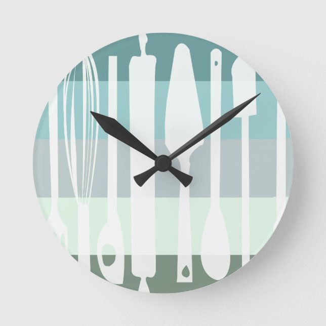 Horloge Ronde Aqua Cuisine Chef's Kitchen Utensil Restaurant (Recto)