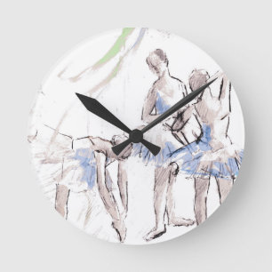 Horloge Ronde Aquarelle Ballet Danse Ballerina