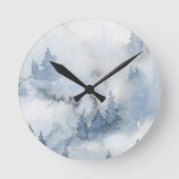 Aquarelle bleu foncé Forêt Abstraite