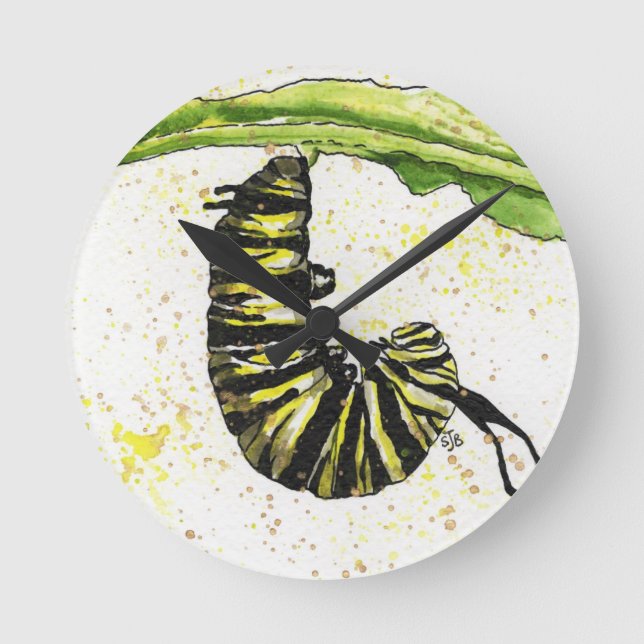 Horloge Ronde Aquarelle Caterpillar (Recto)