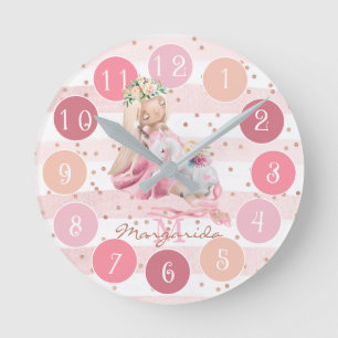 Horloge Ronde Aquarelle délicate Ballerina et monogramme de lico