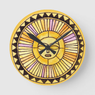 Horloge Ronde Aquarelle et soleil