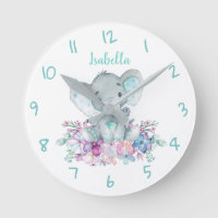 Aquarelle florale d'éléphant de Safari mignonne