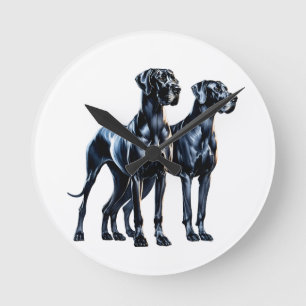 Horloge Ronde Aquarelle Great Danes