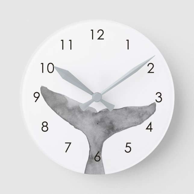 Horloge Ronde Aquarelle moderne minimaliste Luc de baleine (Recto)