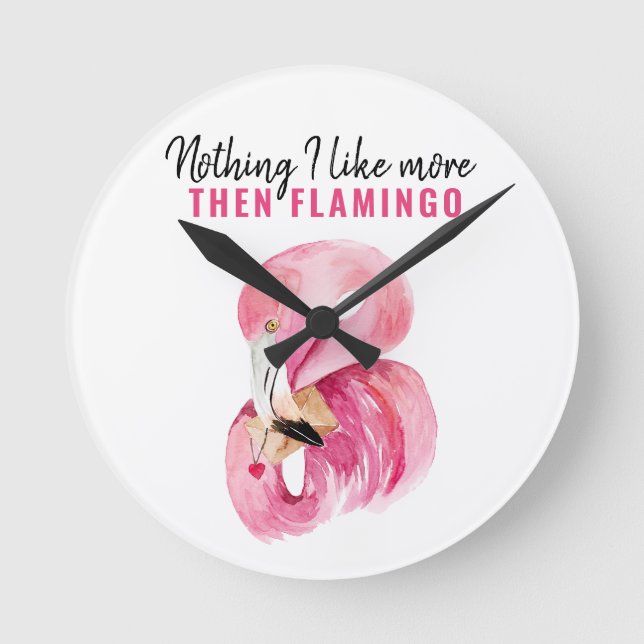 Horloge Ronde Aquarelle rose exotique moderne Flamant rose cadea (Recto)