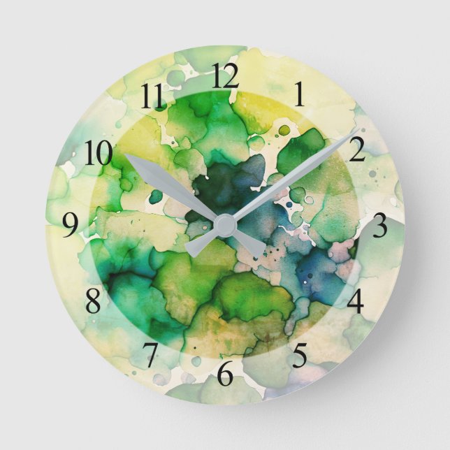 Horloge Ronde Aquarelle verte (Recto)