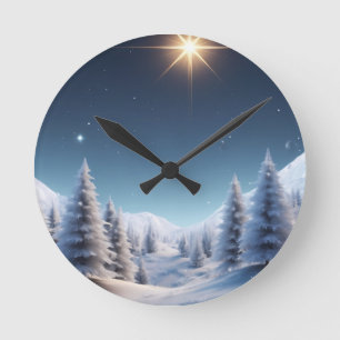 Horloge Ronde Aquarelles inspirantes de la nuit étoilée