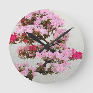 Horloge Ronde Arbre Bonsaï Rose