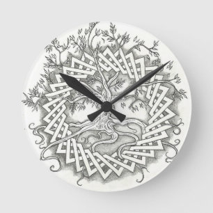 Horloge Ronde Arbre de la vie dans la conception celtique