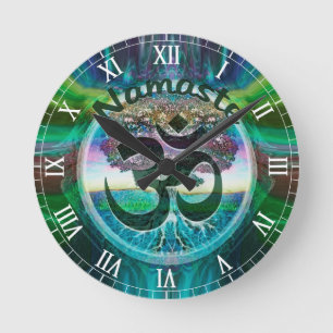 Horloge Ronde Arbre de Namaste de la vie