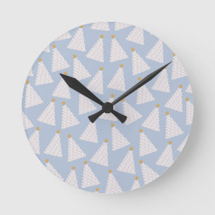 Horloge Ronde Arbre de Noël bleu Motif