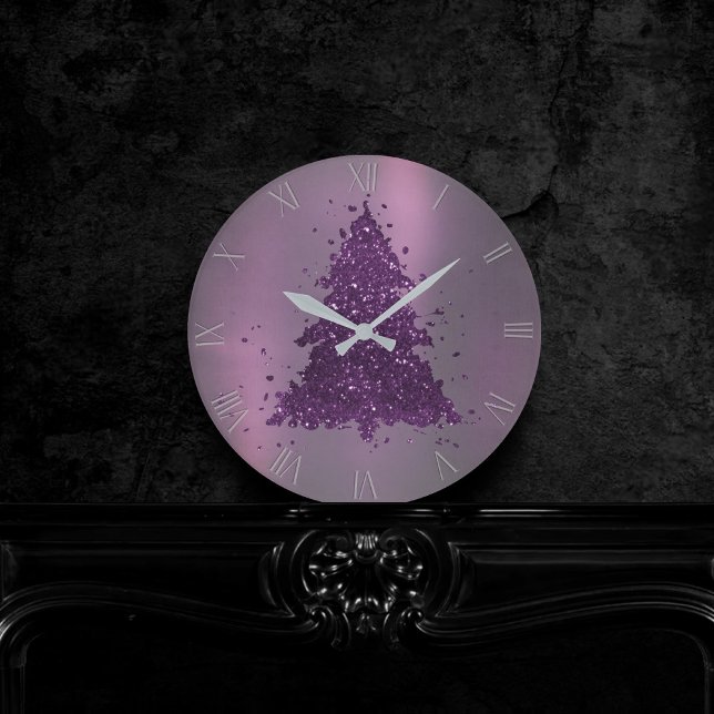 Horloge Ronde Arbre de Noël Moody | Plum profond (Créateur téléchargé)
