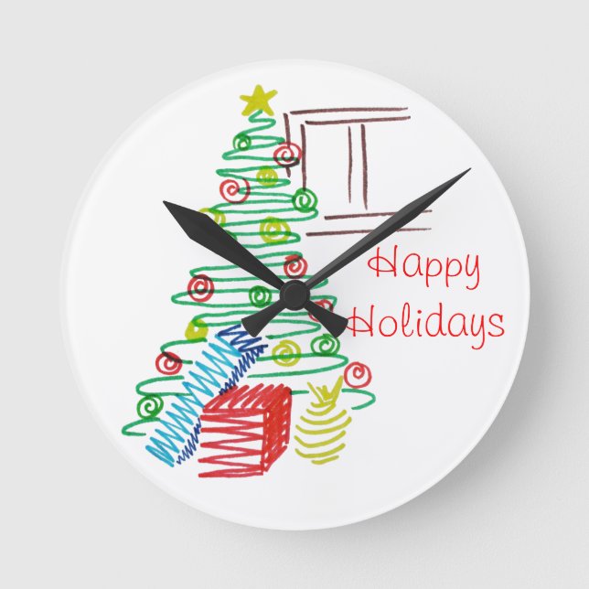 Horloge Ronde Arbre de vacances (Recto)