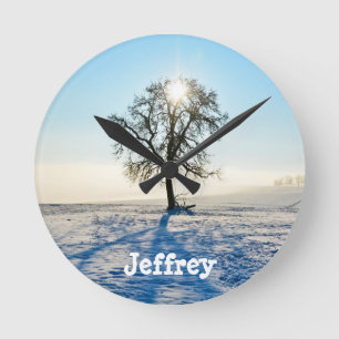 Horloge Ronde Arbre    d'hiver     -