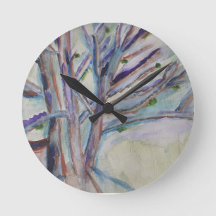 Horloge Ronde Arbres Abstraits