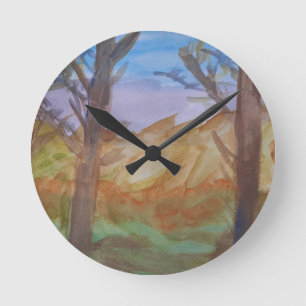Horloge Ronde Arbres au coucher du soleil