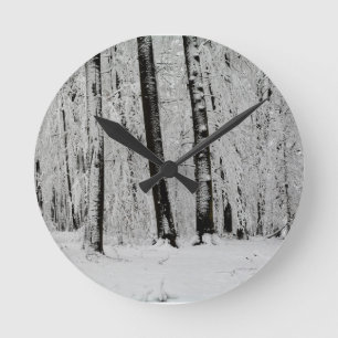 Horloge Ronde Arbres enneigés en hiver   -     -