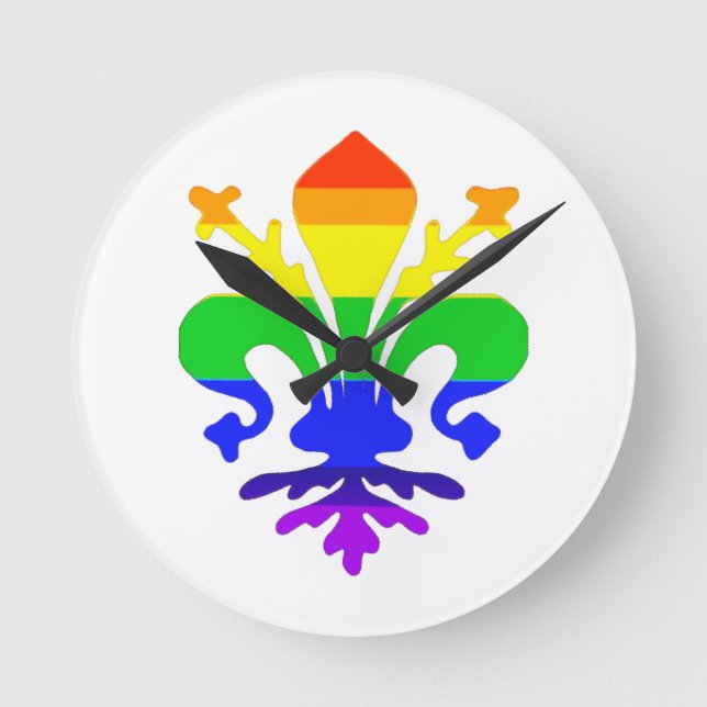 Horloge Ronde Arc-en-ciel stylisé Fleur de Lis (Recto)