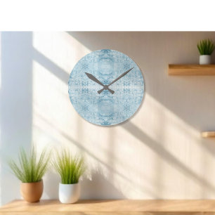 Horloge Ronde Arctic Pulse Motif de plume bleu et blanc