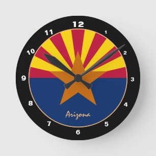 Horloge Ronde Arizona Flag & Arizona trendy fashion /design État