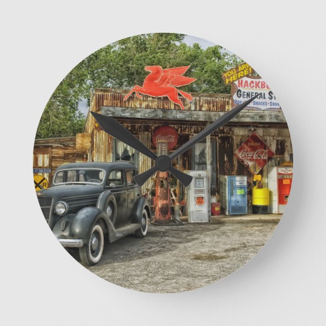 Horloge Ronde Arizona Route 66 rustique rétro store (Recto)