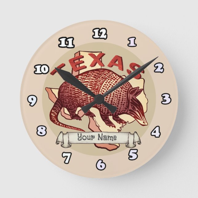 Horloge Ronde Armadillo du Texas (Recto)