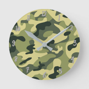 Horloge Ronde Armée verte Camo Camouflage Personnalisé