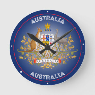 Horloge Ronde Armoiries d'Australie de forme circulaire