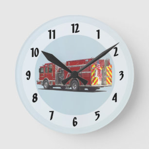 Horloge Ronde Arrière du moteur à feu avec drapeau américain