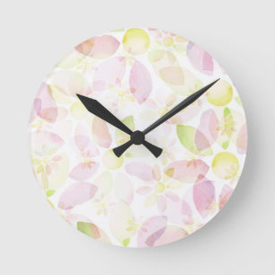 Horloge Ronde Arrière - plan conçu de fleur d'aquarelle, texture