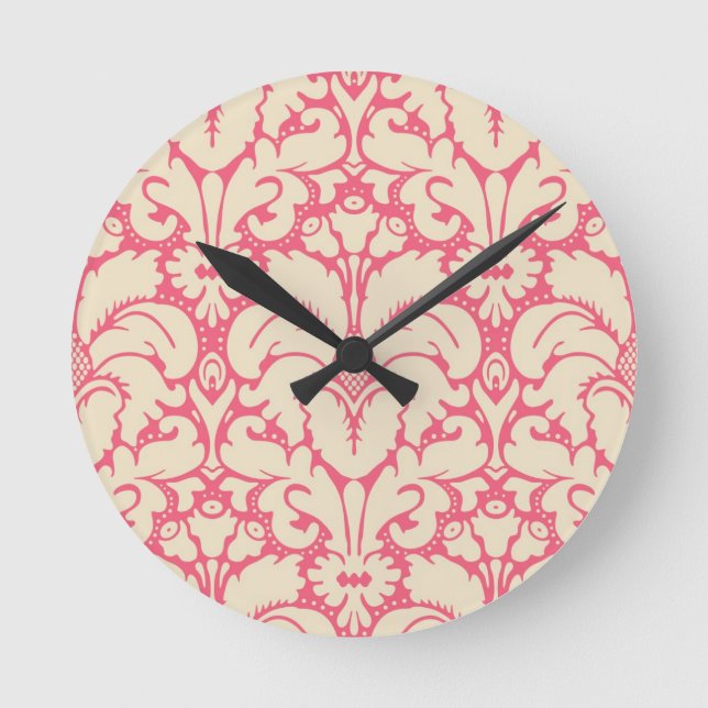 Horloge Ronde Arrière - plan damassé de style baroque 2 (Recto)