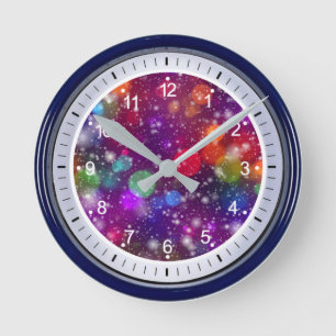 Horloge Ronde Arrière - plan de librairie multicolore Abstrait-2