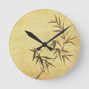 Horloge Ronde Arrière - plan de papier en bambou souillé par