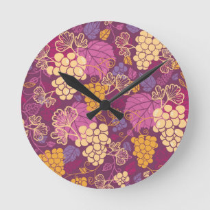 Horloge Ronde Arrière - plan doux de motif de vignes
